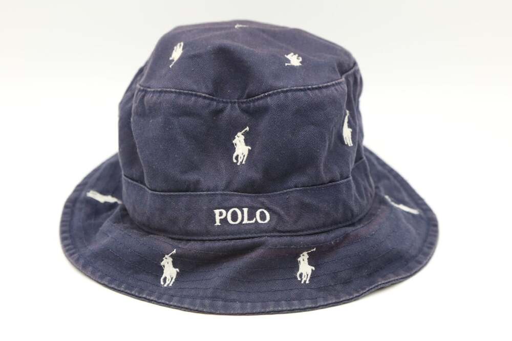 Polo Ralph Lauren All-Over Pony Bucket Hat Size G/EG/G Navy Blue